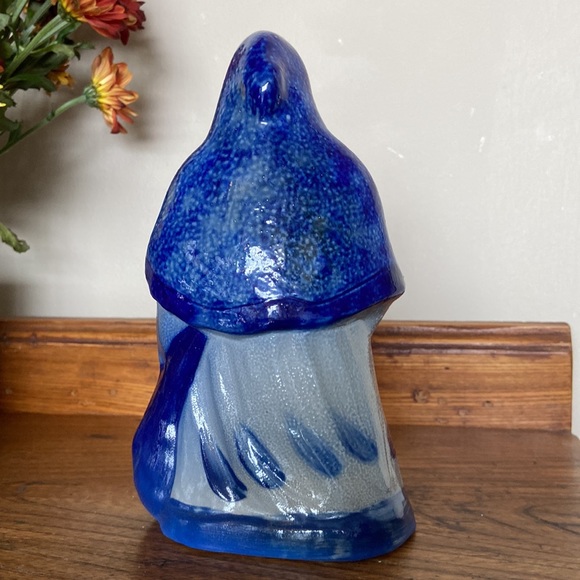 Eldreth Pottery Cobalt Blue Stoneware Salt Glaze  Pottery Sack Santa - Picture 2 of 3